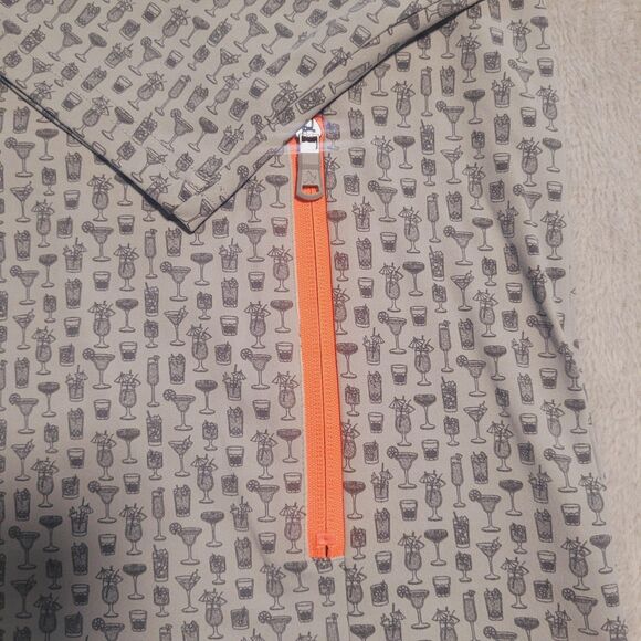 Birdie Bound Golf Pullover Mens XL Gray Cocktail Print 1/4 Zip Pockets Stretch - Picture 3 of 11